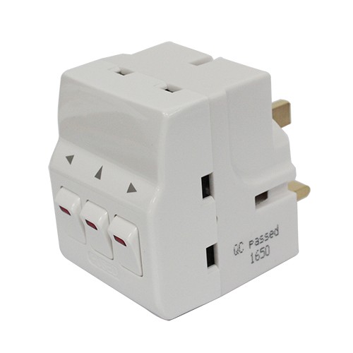 Masterplug Adapter Universal Socket 3Pin Adapter w/3 Control Switched