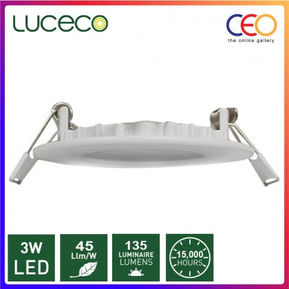 Luceco LED Eco Circular Edgelit LuxPanel Downlight Lampu Siling Benam 90mm Warm White / Cool White 3W 135 Lumens Luceco LED Eco Circular Edgelit LuxPanel Downlight Lampu Siling Benam 90mm Warm White / Cool White 3W 135 Lumens