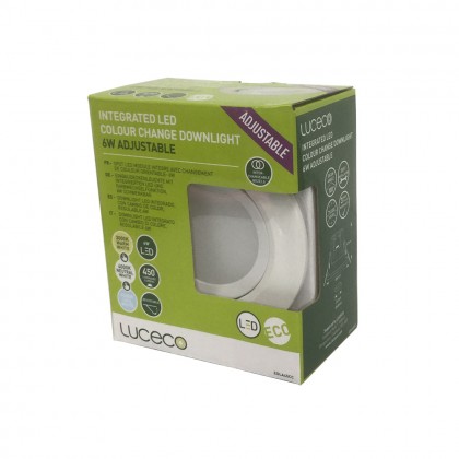 Luceco Integrated LED Colour Change Ceiling Downlight 6W Adjustable 450 Lumen Lampu Siling Benam (EDLA45CC)