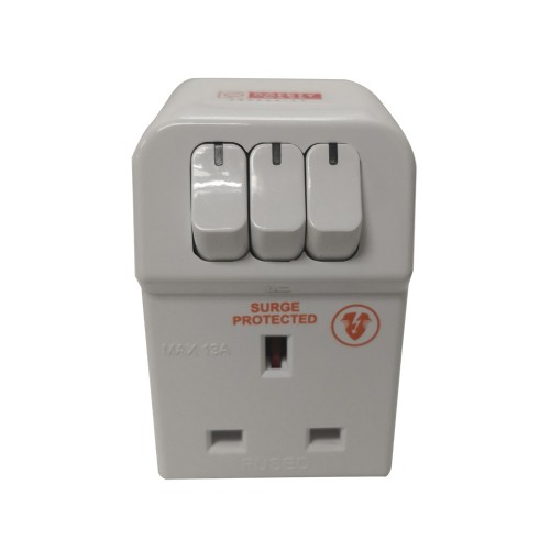 Masterplug Surge Protector 3 Gang 13Amp Switched Adaptor (MSWRG3MPA)