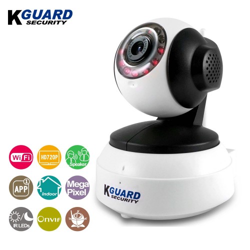 KGuard Security 720P WiFi Pan/Tilt IP Camera with Night Vision White