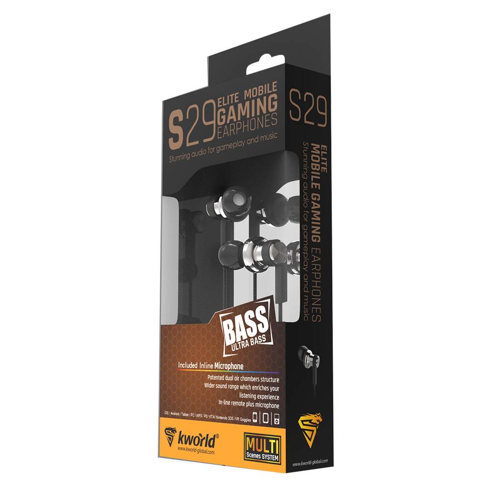 Kworld Elite Mobile Gaming Earphones Ultra Bass Inline Microphone 4
