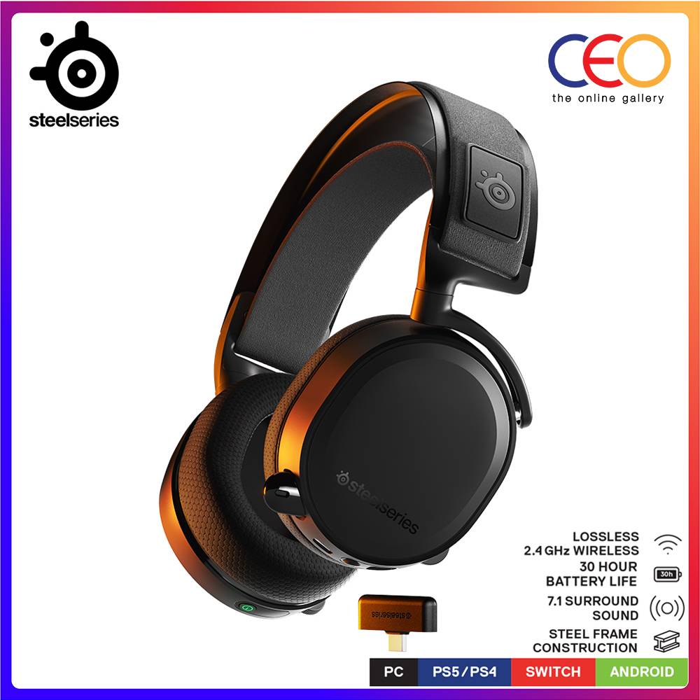 SteelSeries Arctis 7+ Wireless 7.1 Sonar Gaming Headset 2.4GHz USBC