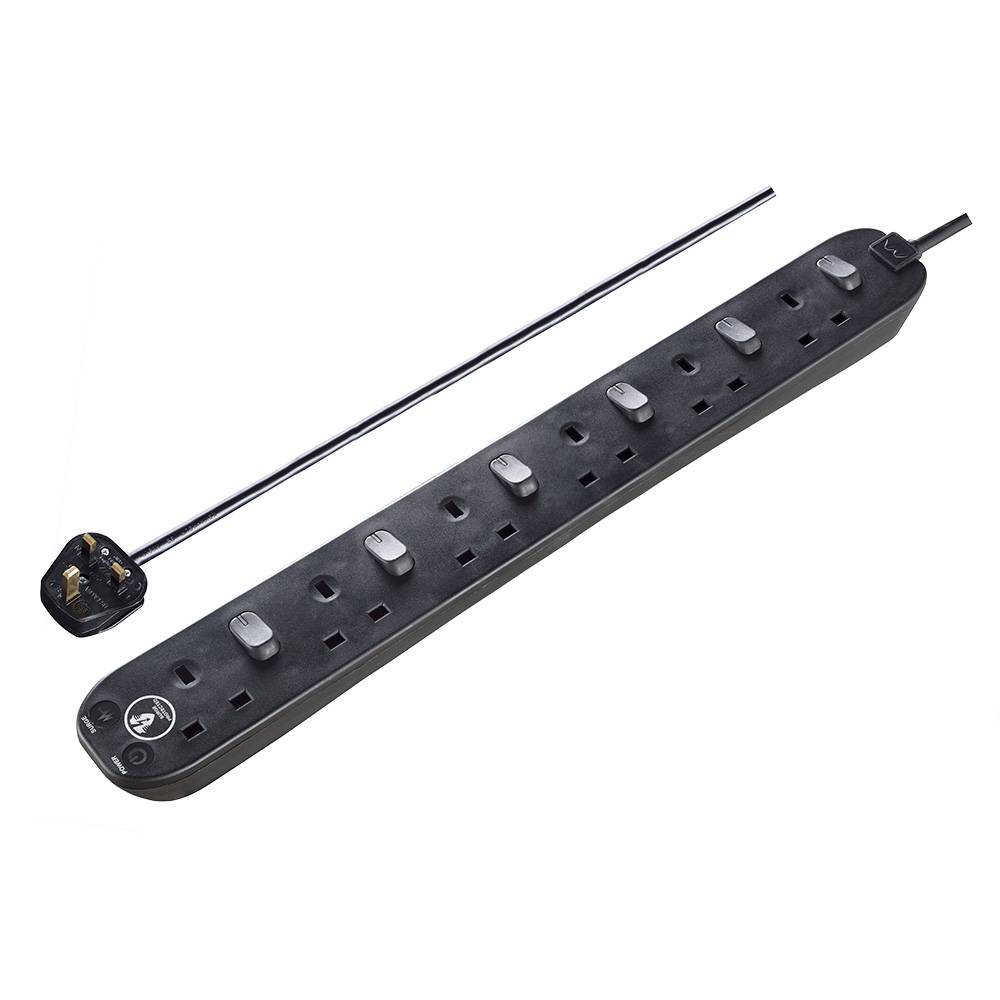 Masterplug Surge Protector 6 Gang 2 Meter Swtiched Extension SWSRG62NB