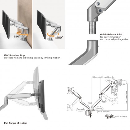 Brateck Dual Monitor Stand Economical Spring-Assisted Monitor Arm Fit 17"-32" Up to 9kg VESA 75x75/100x100 LDT63-C024 Brateck Dual Monitor Stand Economical Spring-Assisted Monitor Arm Fit 17"-32" Up to 9kg VESA 75x75/100x100 LDT63-C024