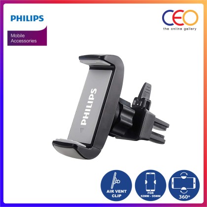 Philips One-handed Air Vent Mount Car Phone Holder With Padded Grip DLK1411AB