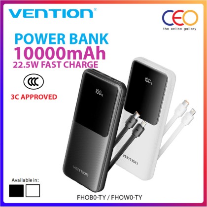 Vention 10000mAh Power Bank 22.5W Super Fast Charging with LED Digital Display Powerbank