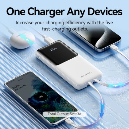 Vention 10000mAh Power Bank 22.5W Super Fast Charging with LED Digital Display Powerbank