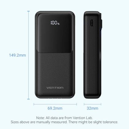 Vention 20000mAh Power Bank 22.5W Super Fast Charging with LED Digital Display Powerbank