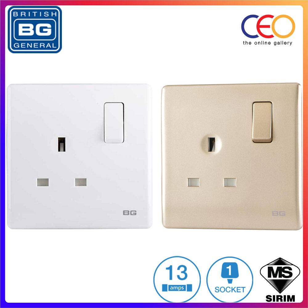 British General 1Gang 13Amp Switched Socket Outlet Single / Double Pole
