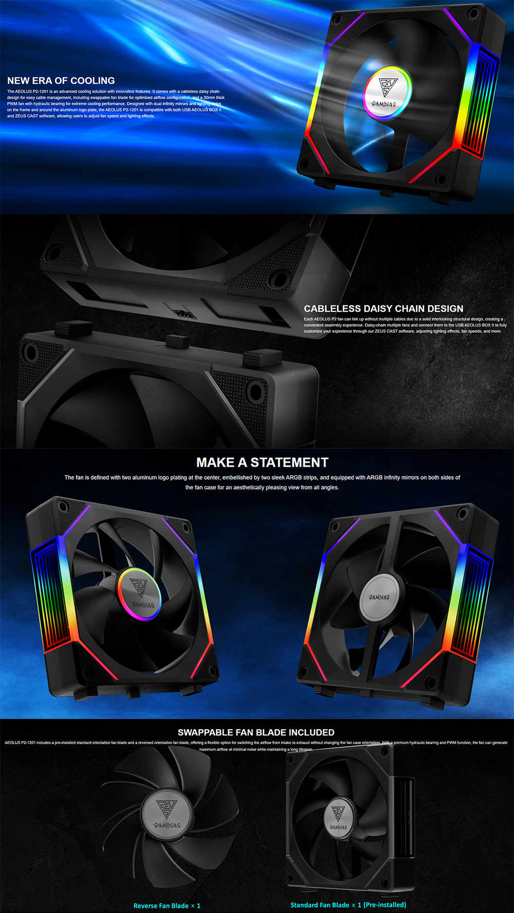 P2 Radiator Gamdias AEOLUS P2 120mm PC Case and Radiator Fan ARGB PWM Swappable ...